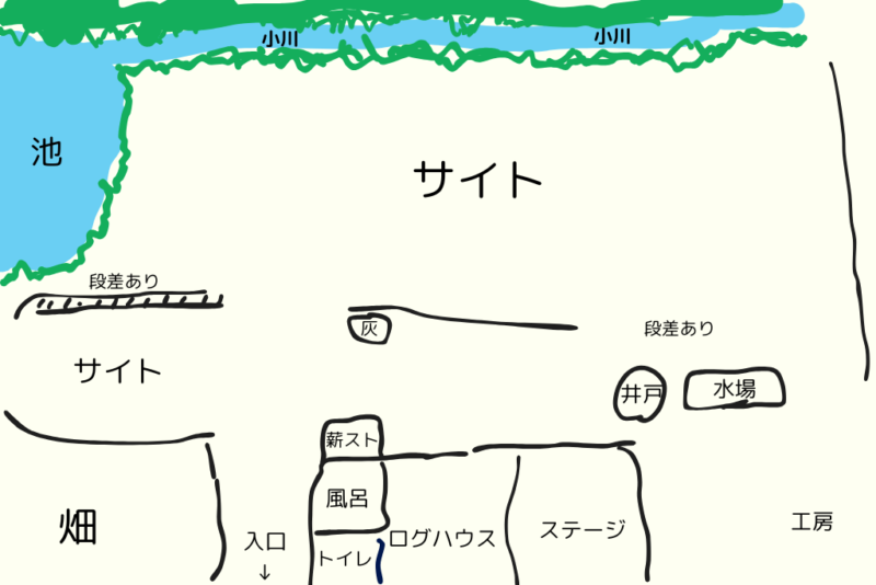 オカリナの里オートキャンプ場のサイトマップ